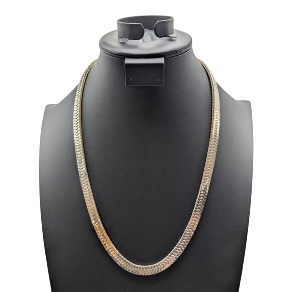 Vtg Marked Korea Silver Tone 'Fish Scale' Flexible 24" Fold Over Clasp Necklace - Picture 1 of 6